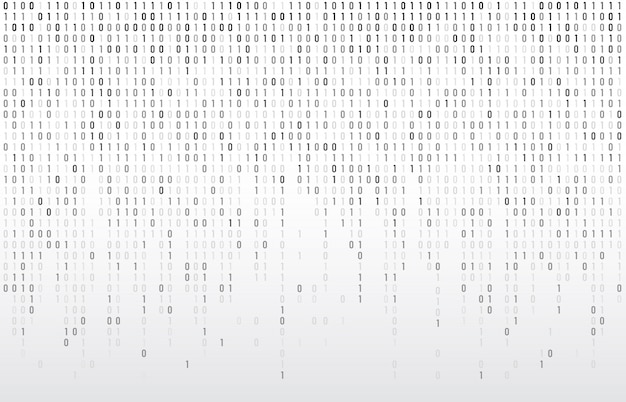 Vector digital binary code. computer matrix data falling numbers, coding typography and codes stream gray  background illustration