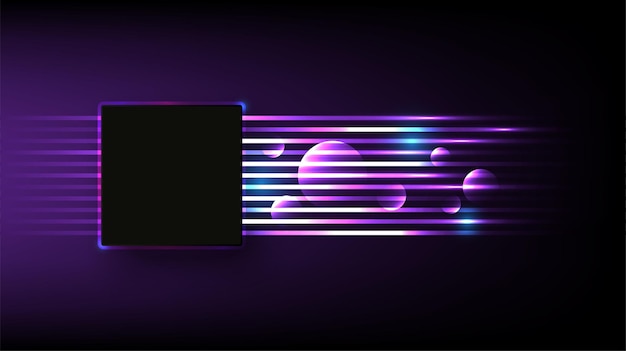 Vector digital chip futuristic microchip processor technology with colorful lights on purple background