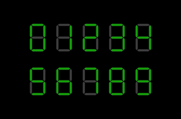 Vector digital clock with gre digits digital clock numbers display of digits numerical numbers scoreboa