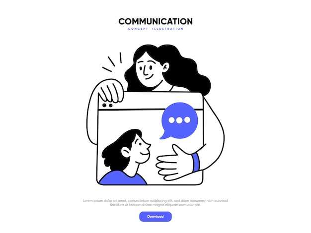 Vector digital communication social media concept set messaging conversation live conference online