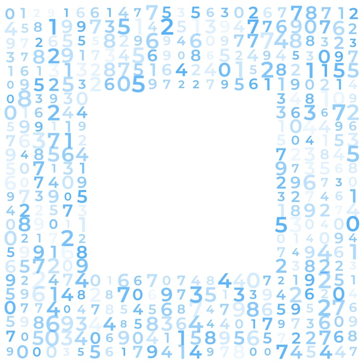 Digital data array lots of numbers digits in Digital Pattern abstract math background