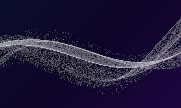 Vector digital dynamic particle wave abstract wave flow visualization of big data computer technology