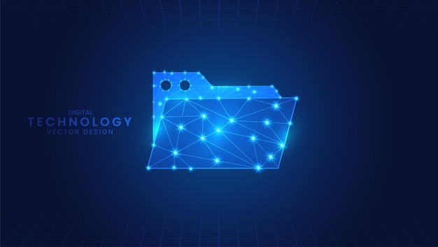 Vector digital folder document management system digital technology concept