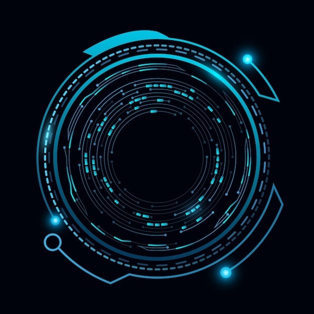 Vector digital glowing hud circle with circuit board futuristic elements for tech interface vector illustration