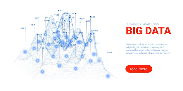 Vector digital graphic background big data flow visualization