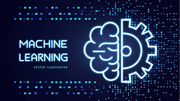 Vector digital illustration with a futuristic and machine learning technological style