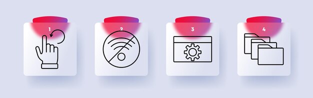 Vector digital interaction set icon touch gesture no signal settings window file management ui interaction connectivity internet issues system preferences
