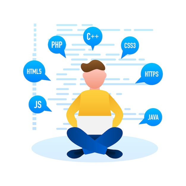 Vector digital java code text. computer software coding vector concept. programming coding script java, digital program code on screen illustration. vector stock illustration