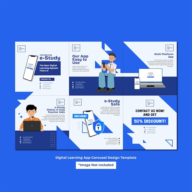 digital learning system app carousel design template