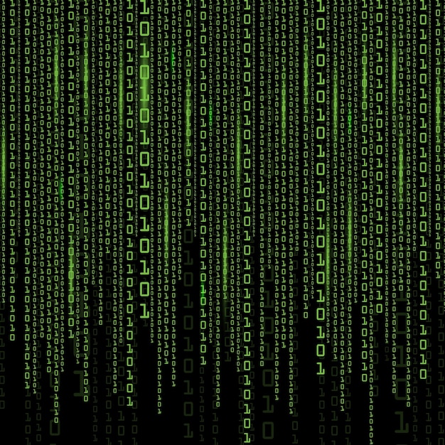 Vector digital matrix stream of green binary code