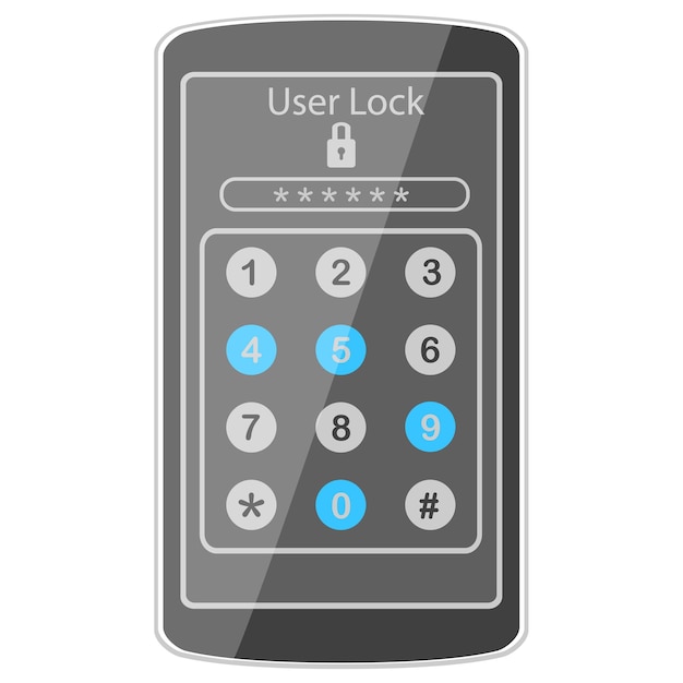 Vector digital numeric keypad security system user lock interface