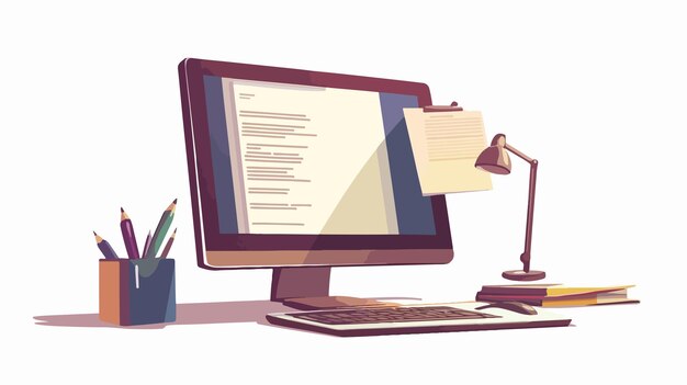 Vector digital online contract signing on computer screen vector illustration