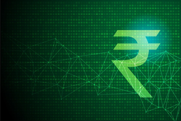 Vector digital rupee indian currency technology background vector
