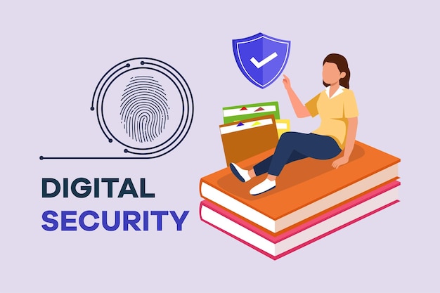 Vector digital security concept colored flat vector illustration isolated