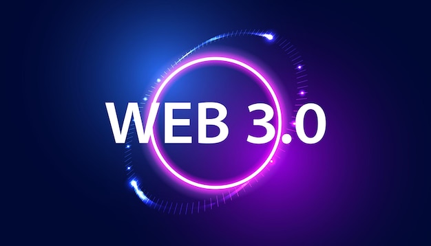 Vector digital web 30 concept semantic web and ai algorithms analyze interpret and evaluate data such as defi crypto nft dapps smart contract or blockchain on a beautiful blue background