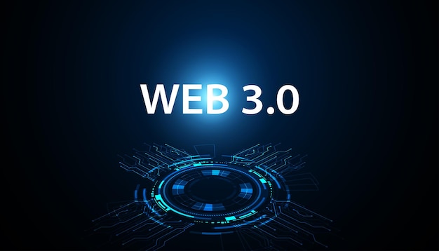 Vector digital web 30 concept semantic web and ai algorithms analyze interpret and evaluate data such as defi crypto nft dapps smart contract or blockchain on a beautiful blue background