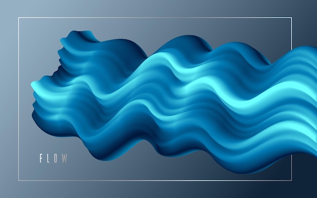Vector dimensional gradient shape element for design, abstract colorful fluid vector background, flowing 3d wave, color dynamic motion layout.