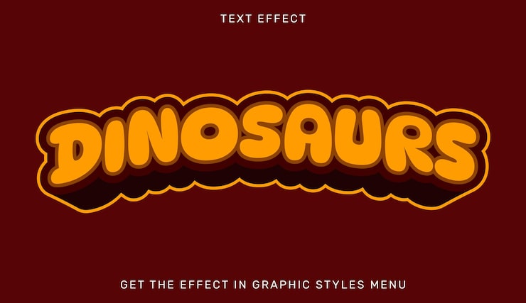 Dinosaurs editable text effect in 3d style