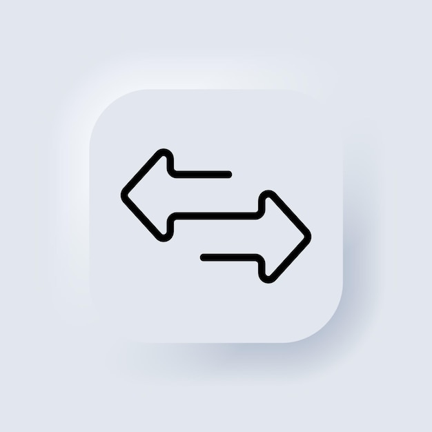 Vector direction arrows for transfer, sync, migration data. traffic bridge or exchange conept. transfer arrows icon. exchange sign. neumorphic ui ux white user interface web button. neumorphism. vector