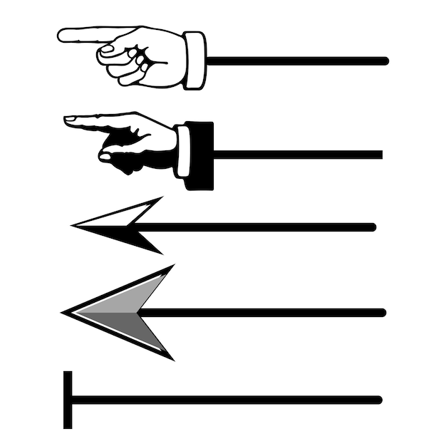 Vector directional arrows and hands