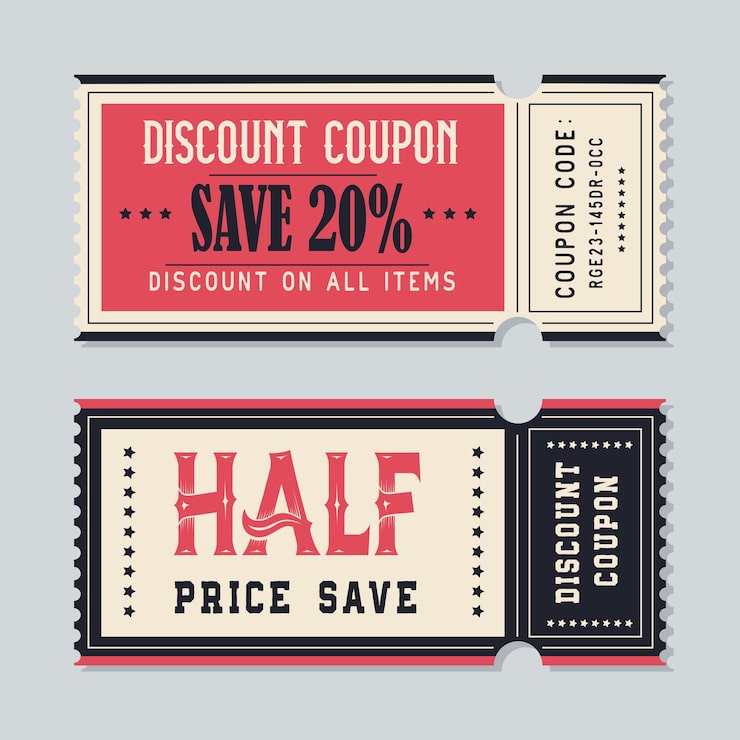 Vector discount coupon sale voucher tag vintage style template design vector illustration