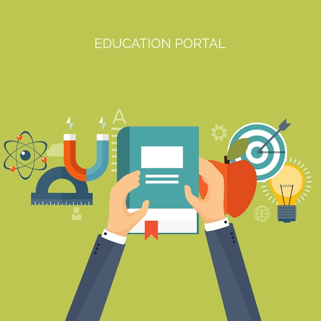 Vector distance education learning online courses and web school knowledge information study process