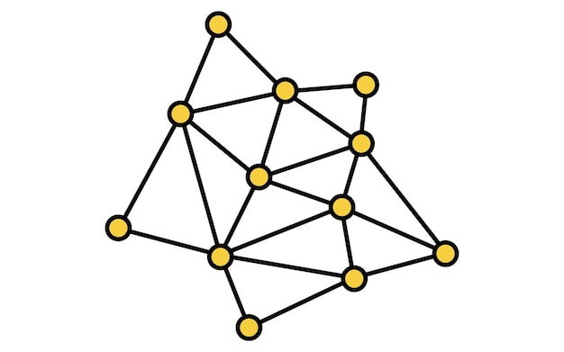 Vector distributed network and node structure isometric line icon with interconnected points and lines