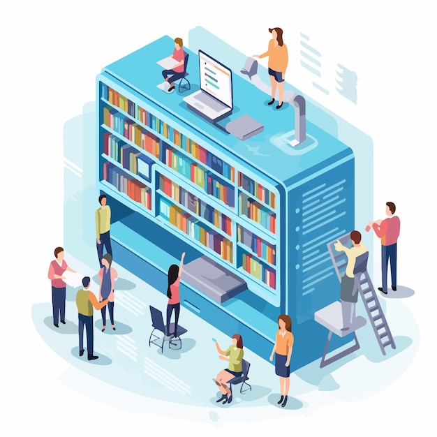 Vector diverse group of tiny people or students standing together in front view