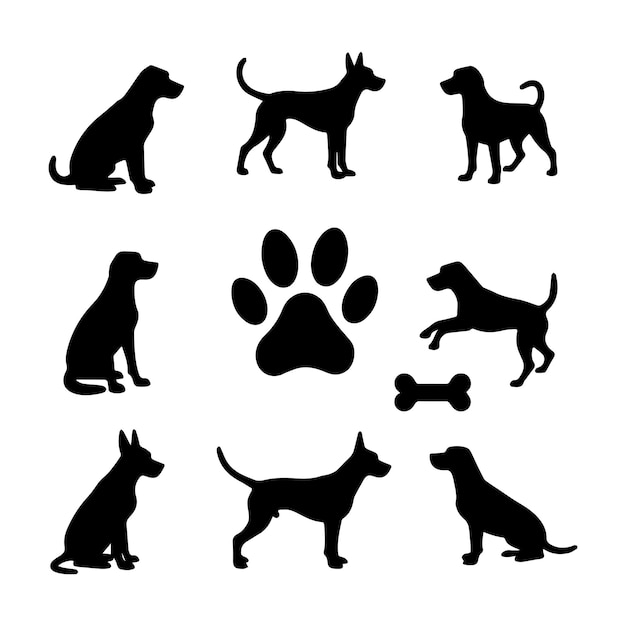 Vector dog silhouette bundle stunning collection of canine art designs