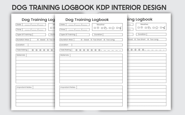 Vector dog training planner 2023-2024 kdp interior designs