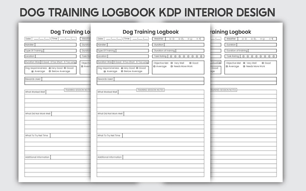 Vector dog training planner 2023-2024 kdp interior template designs