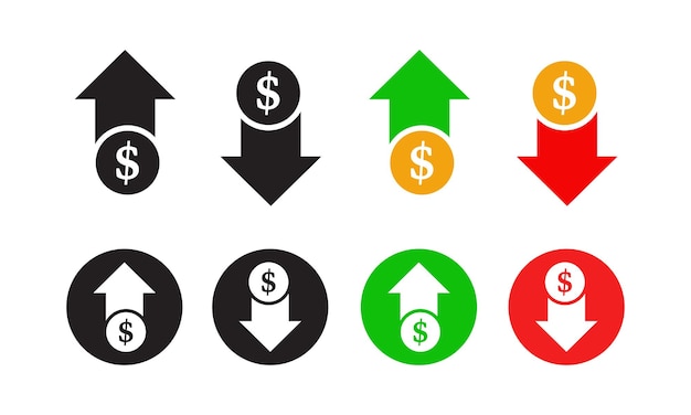 Vector dollar increase decrease icon up and down dollar arrow vector symbol