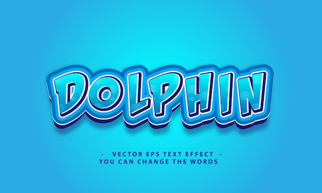 Vector dolphin text with effect illustration