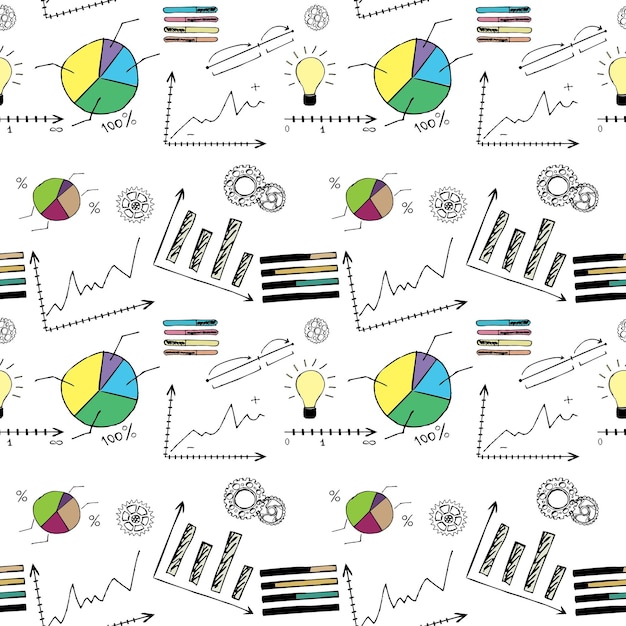 Vector doodle finance seamless pattern on white background stock vector illustration