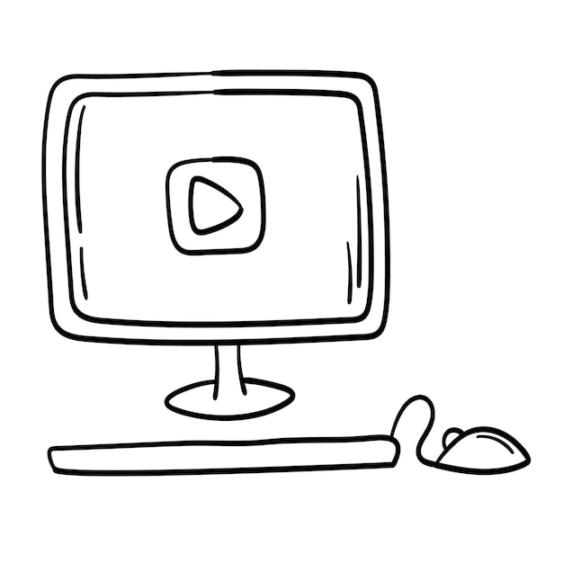 Vector doodle sticker computer for work from home