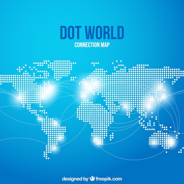 Vector dot world conection map with blue background
