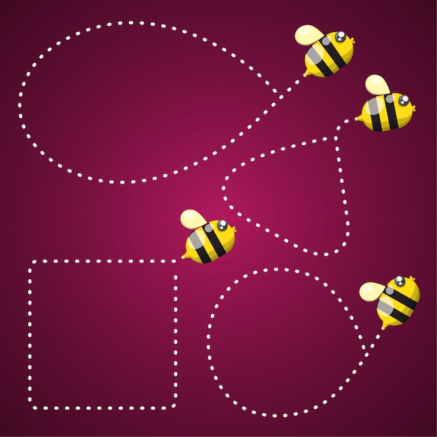 Vector dots banner design and cute bee.