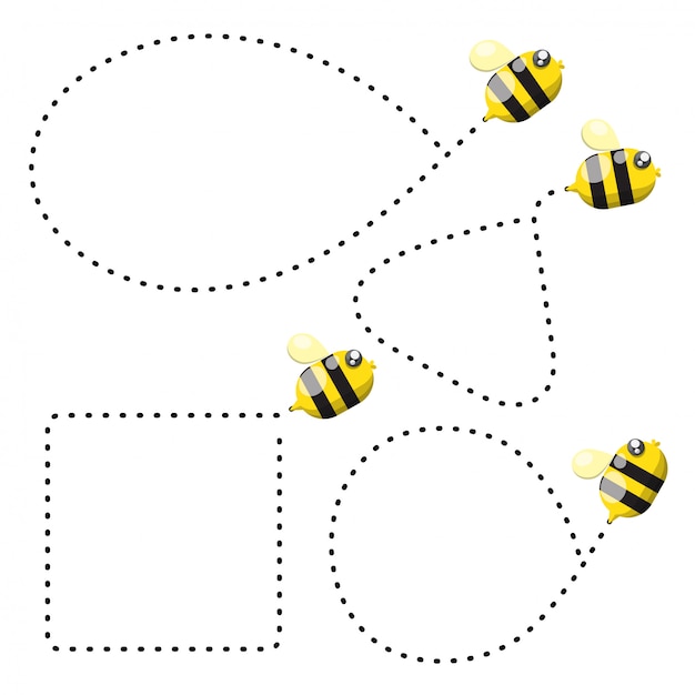 Vector dots banner design and cute bee.