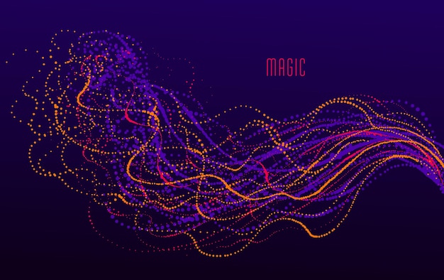 Vector dots particles flowing array vector abstract background, biology science theme design, dynamic elements in motion.