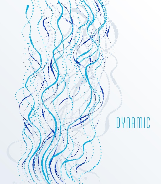 Vector dots particles flowing array vector abstract background, biology science theme design, dynamic elements in motion.