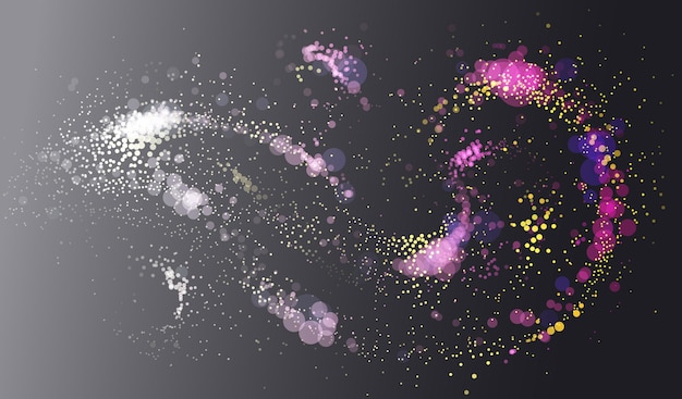 Vector dotted particle array flowing vector abstract background, life forms bio theme microscopic design, dynamic dots elements in motion.