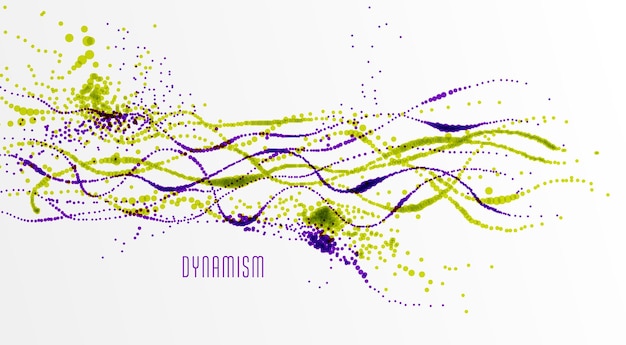 Vector dotted particle array flowing vector abstract background life forms bio theme microscopic design dynamic dots elements in motion