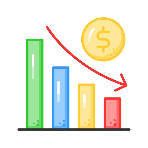 Vector down chart financial loss decrease chart vector design