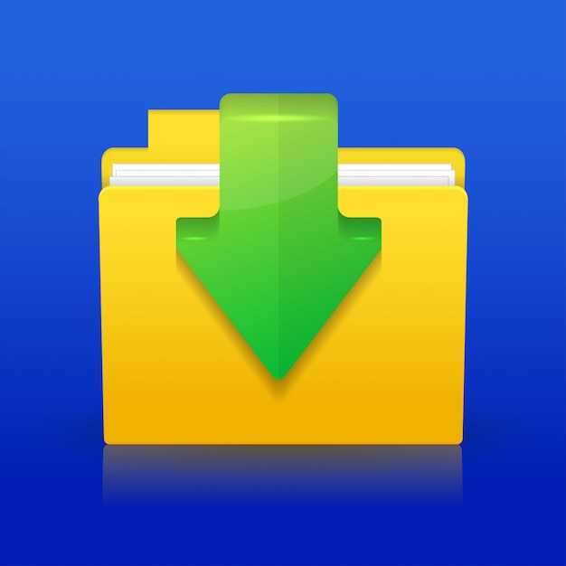 Vector download icon on blue background.