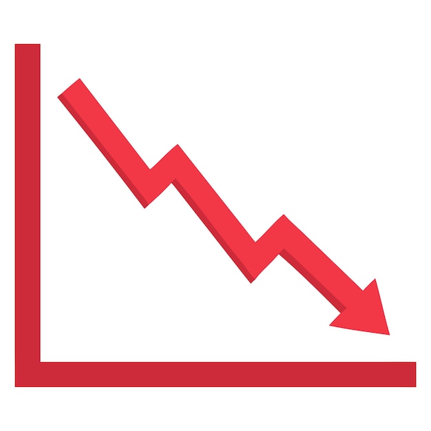 Vector downward trend graph symbol representing a decrease in financial performance or data