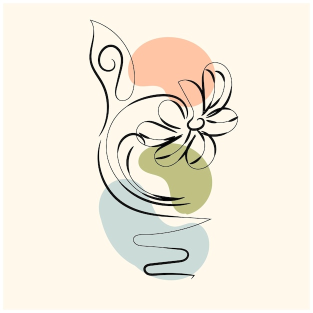 Vector a drawing of a bird with a flower on it