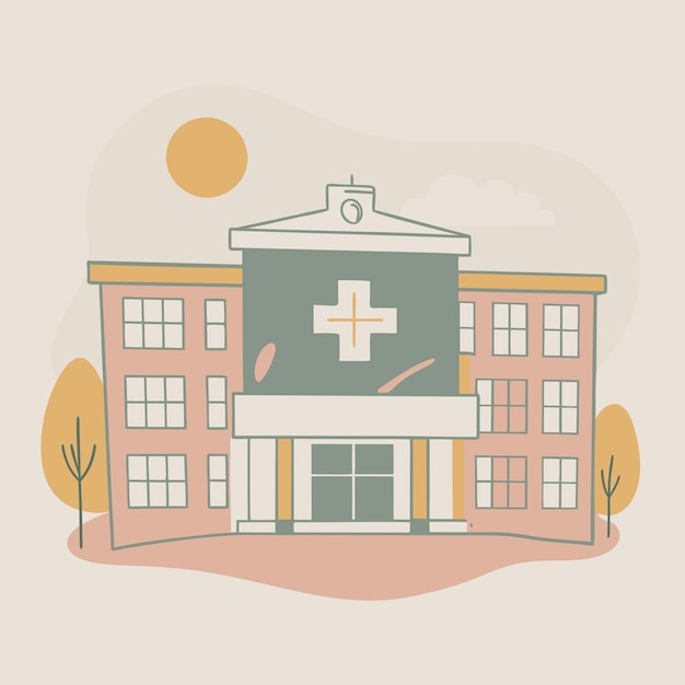 Vector a drawing of a building with a white cross on it