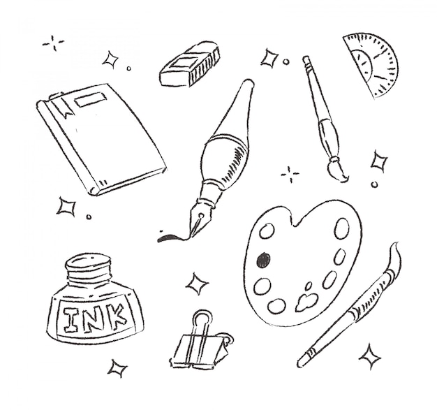 Vector drawing equipment doodle
