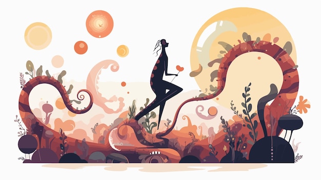 Vector a drawing of a man with a dragon on his back