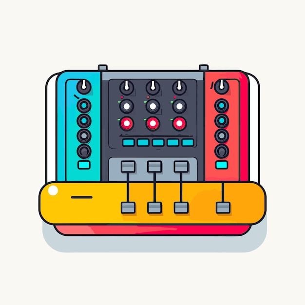 Vector a drawing of a multicolored electronic device with the word power.